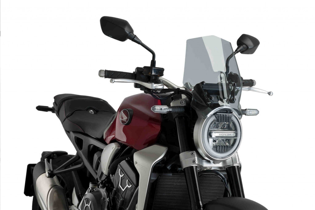Windshield PUIG NEW GEN. SPORT 9748H smoke for HONDA CB 650 R 2019-2023, HONDA CB 1000 R Neo Sports Café 2018-2020