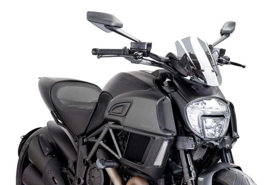 Windshield PUIG NEW GEN. SPORT 7592H smoke for DUCATI Diavel 1200 2014-2018, HONDA CB 650 R 2019-2022