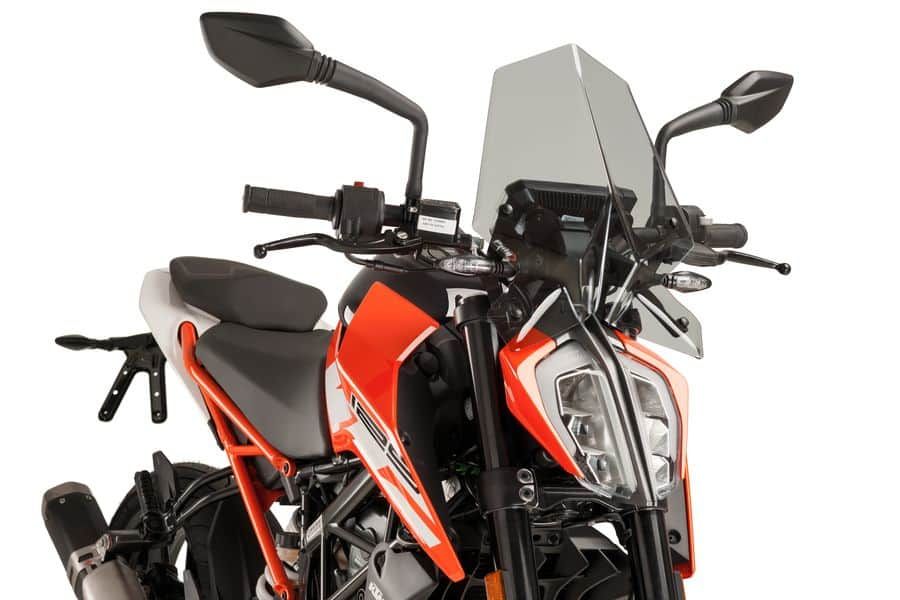 Windshield PUIG NEW GEN. SPORT 9514H smoke for KTM Duke 390 2017-2023, KTM Duke 125 2017-2023