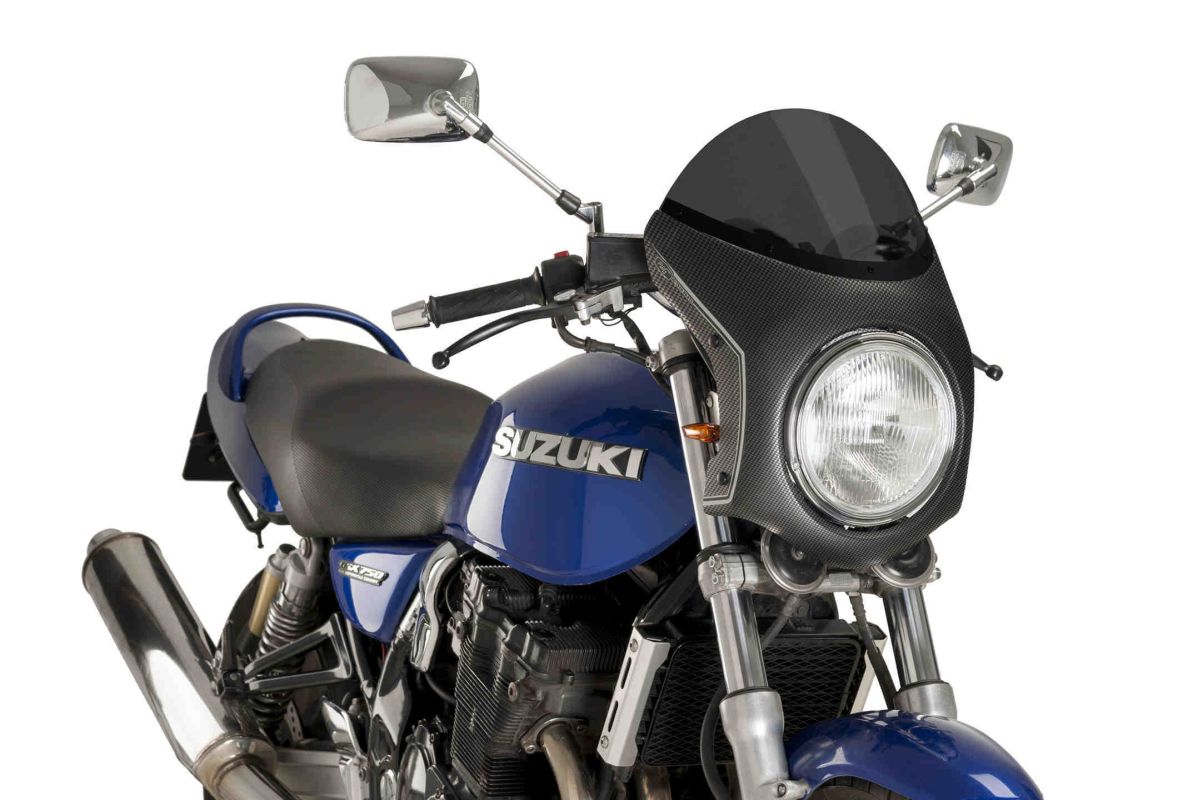 Windshield universal PUIG SEMI-FAIRING 9515F carbon look dark smoke