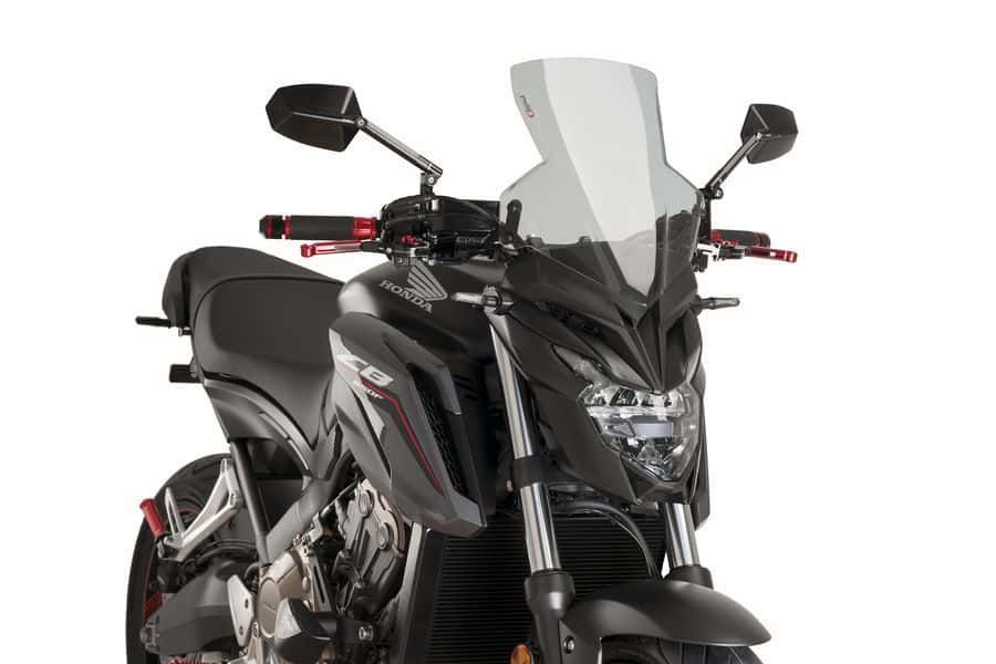 Windshield PUIG NEW GEN. SPORT 9687H smoke for HONDA CB 650 F / FA 2017-2019