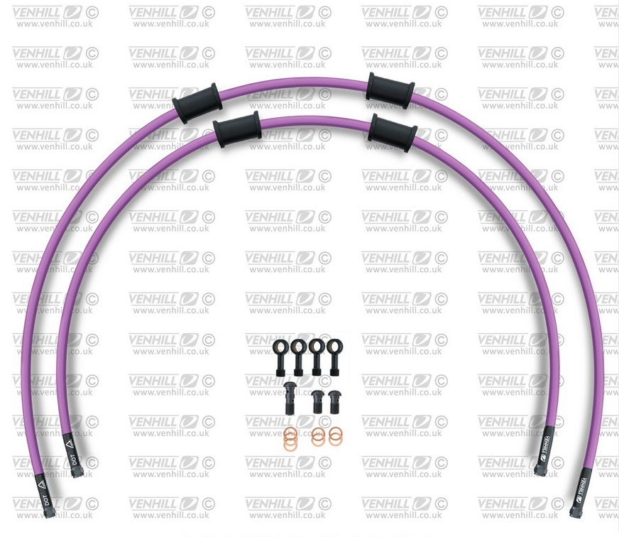 Rear brake hose kit Venhill POWERHOSEPLUS KAW-3004RB-PU (2 hoses in kit) Purple hoses, black fittings