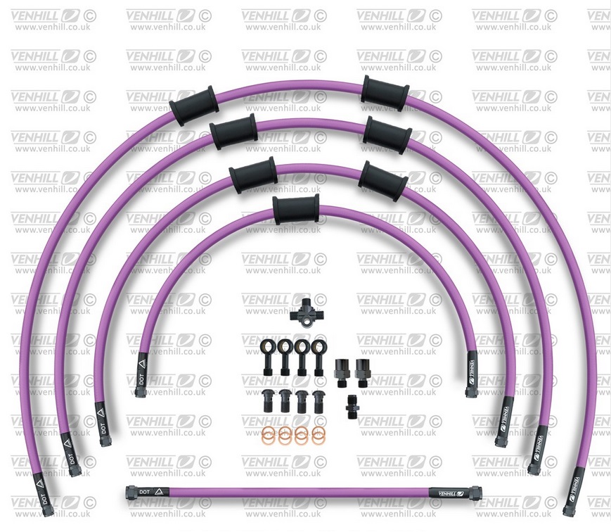 STANDARD Front brake hose kit Venhill POWERHOSEPLUS KAW-6003FB-PU (5 hoses in kit) Purple hoses, black fittings