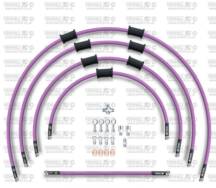 STANDARD Front brake hose kit Venhill POWERHOSEPLUS KAW-10006FS-PU (5 hoses in kit) Purple hoses, stainless steel fittings