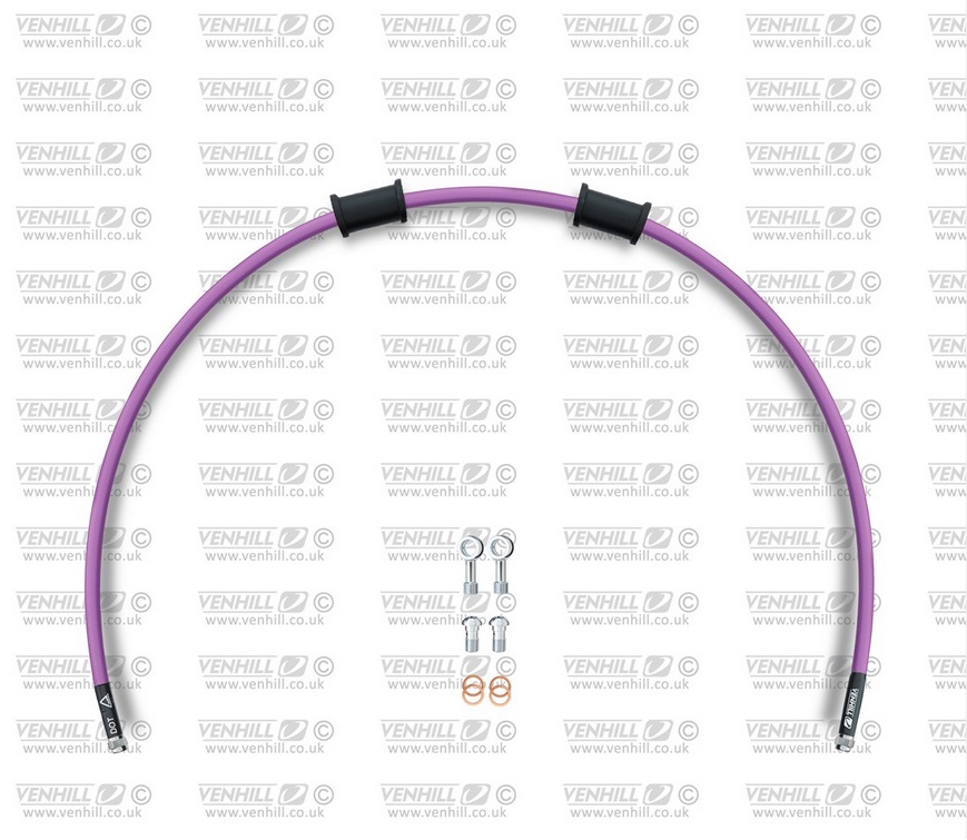 Rear brake hose kit Venhill POWERHOSEPLUS HON-10004R-PU (1 hose in kit) Purple hoses, chromed fittings