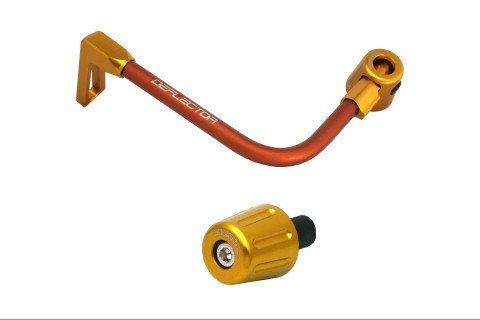 Lever guard in aluminium + right end ACCOSSATO DE005 with orange hose and joint left