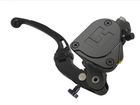 Radial brake master cylinder ACCOSSATO PK033 16 x 16 with integrated fluid reservoir and gold folding lever (nut+lever)