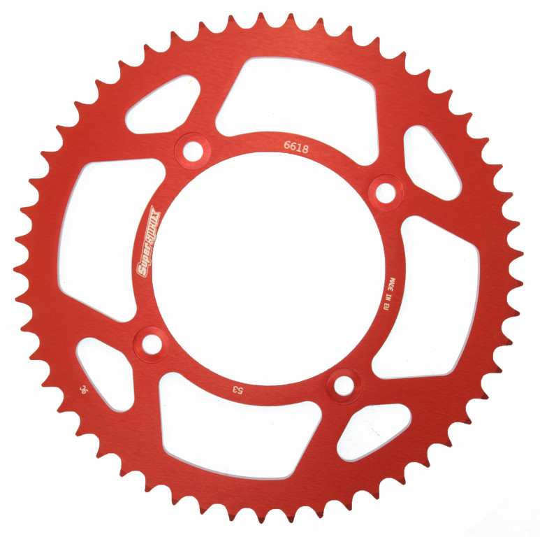 Rear ALU sprocket SUPERSPROX RAL-6618:53-RED crven 53T, 420