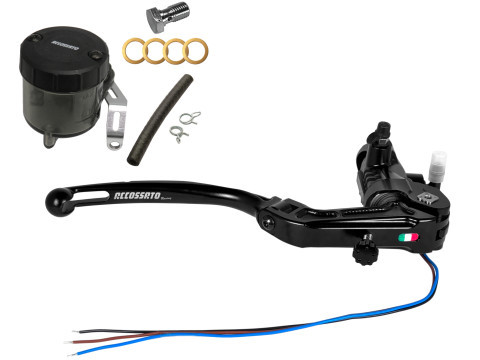 Homologated radial brake master cylinder ACCOSSATO RB086 with folding lever and oil reservoir kit included PRS 16x17-18-19 ABE 61454