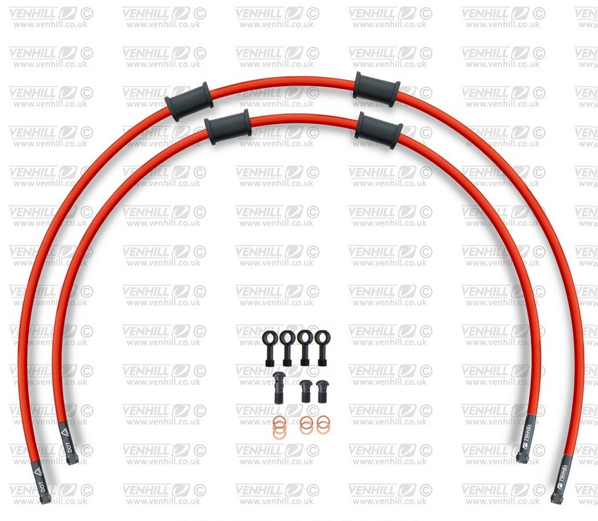 Rear brake hose kit Venhill POWERHOSEPLUS YAM-8009RB-RD (2 hoses in kit) Red hoses, black fittings