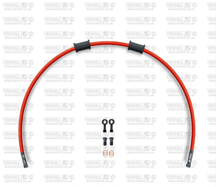 Rear brake hose kit Venhill POWERHOSEPLUS CAG-1002RB-RD (1 hose in kit) Red hoses, black fittings