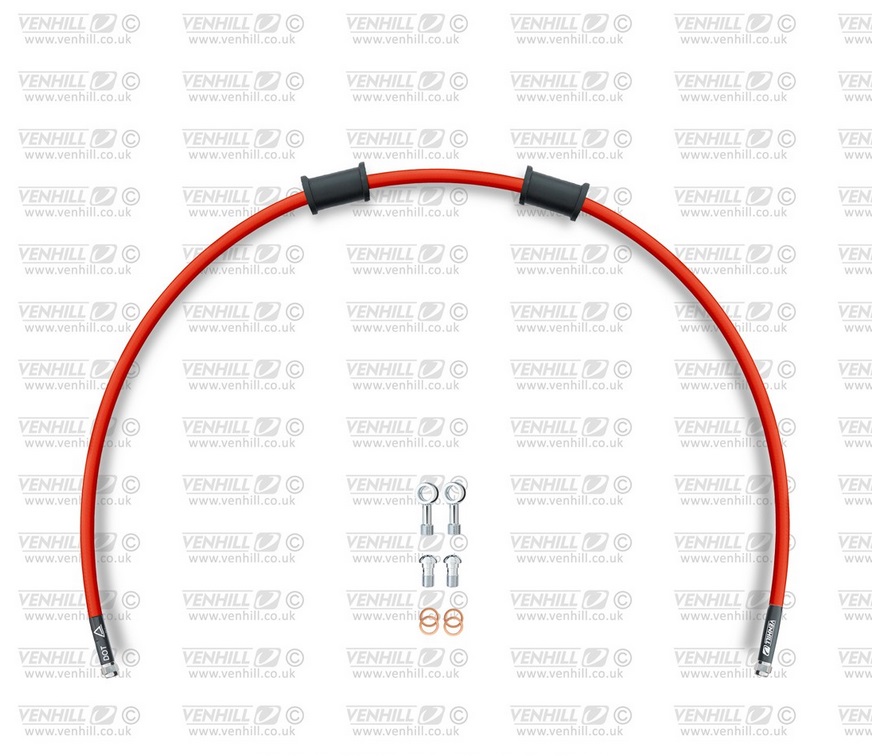 Rear brake hose kit Venhill POWERHOSEPLUS CAG-1002R-RD (1 hose in kit) Red hoses, chromed fittings