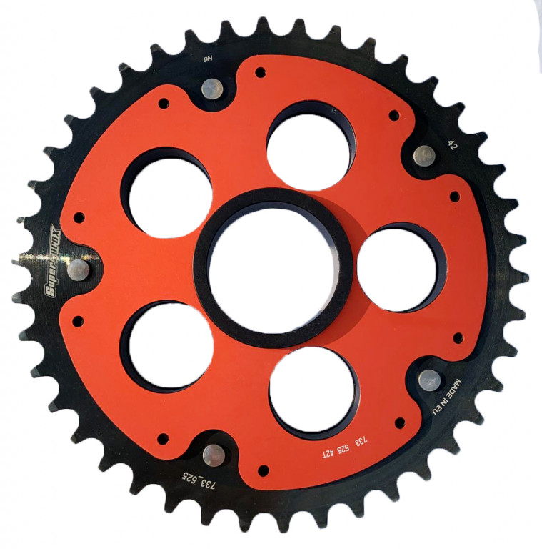Rear sprocket STEALTH with alloy disc SUPERSPROX RSA-733_525:42-RED Crven 42T, 520