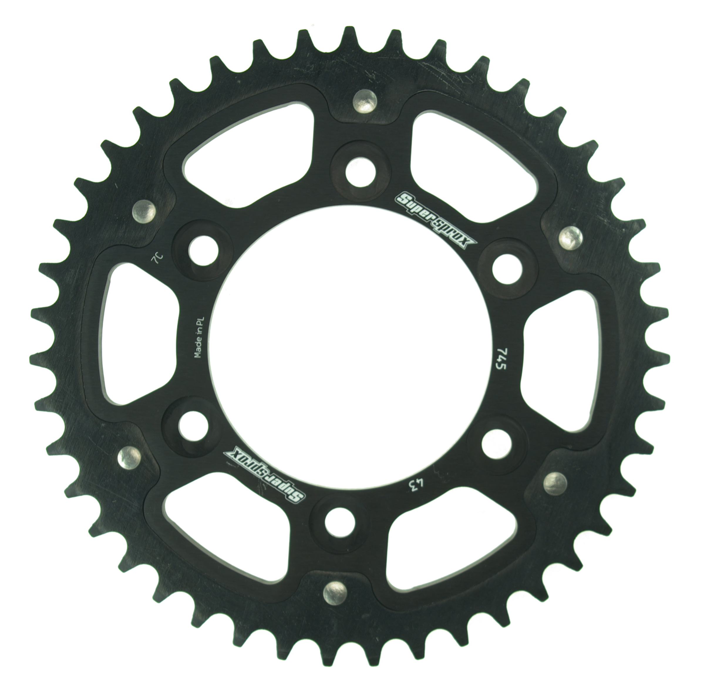 Rear sprocket SUPERSPROX STEALTH RST-745:43-BLK Crni 43T, 525