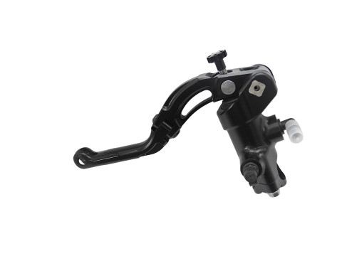 Radial Clutch Master Cylinder ACCOSSATO CL052 PRS 16x15-16-17 with black anodyzed body and  black Revolution lever (nut+lever)