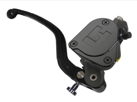 Radial brake master cylinder ACCOSSATO PK039 19 x 19 with integrated fluid reservoir and green fixed lever (nut+lever)