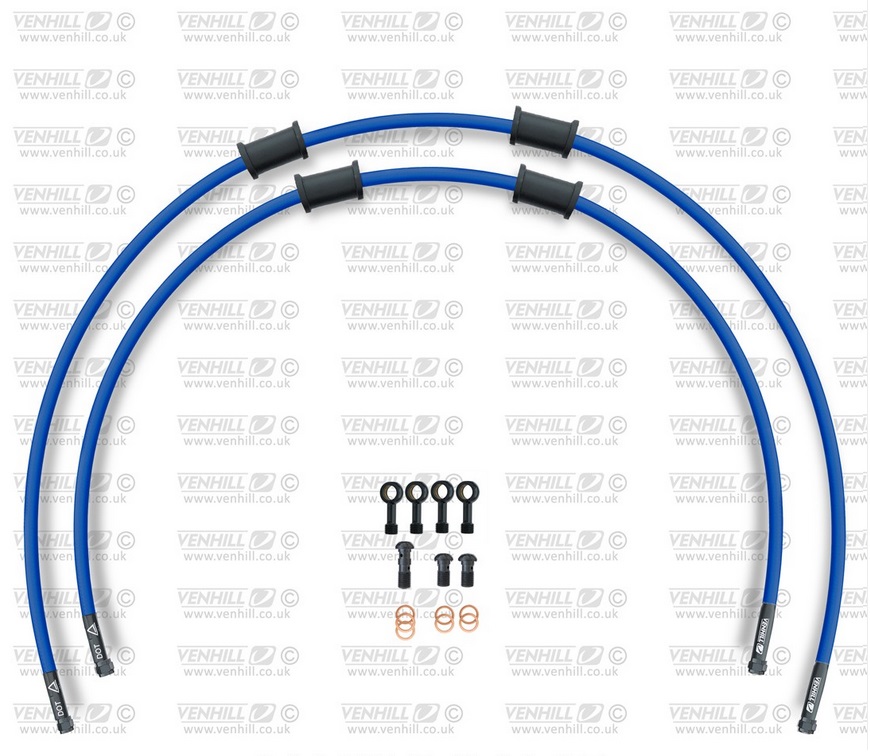Rear brake hose kit Venhill POWERHOSEPLUS KAW-3004RB-SB (2 hoses in kit) Solid blue hoses, black fittings
