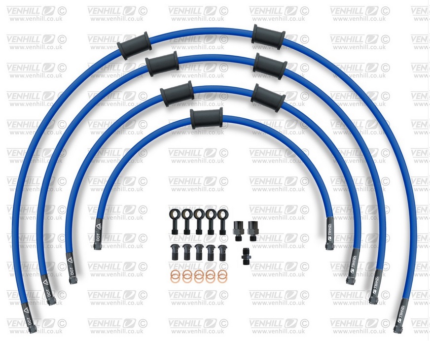 STANDARD Front brake hose kit Venhill POWERHOSEPLUS SUZ-5004FS-SB (4 hoses in kit) Solid blue hoses, stainless steel fittings