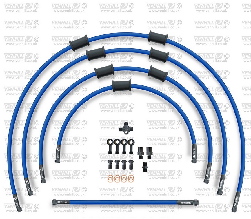 STANDARD Front brake hose kit Venhill POWERHOSEPLUS SUZ-4005FS-SB (5 hoses in kit) Solid blue hoses, stainless steel fittings