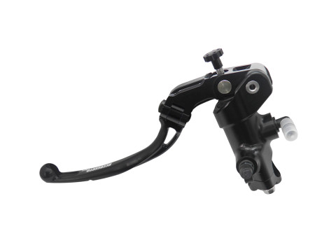 Radial clutch master cylinder ACCOSSATO CL025 16x16 with black anodyzed body and folding blue lever (nut+lever)