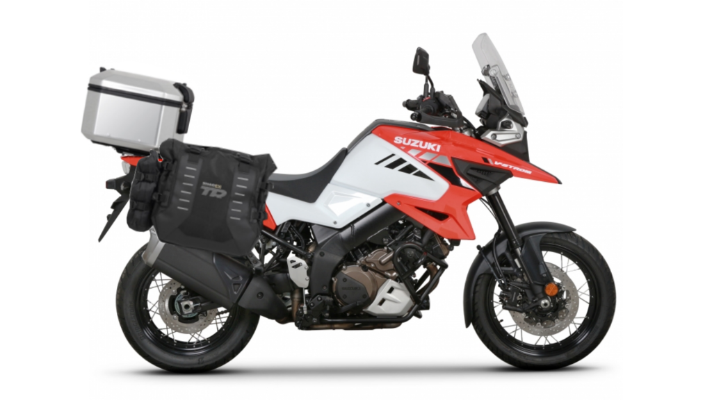 Complete set of SHAD TERRA TR40 adventure saddlebags and SHAD TERRA aluminium 48L topcase, including mounting kit SHAD SUZUKI DL 1000 V-Strom/ DL 1050 V-Strom