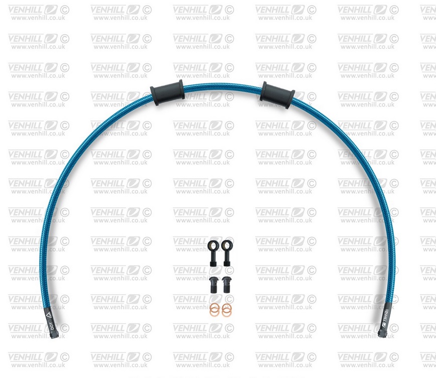 Rear brake hose kit Venhill POWERHOSEPLUS CAG-1002RB-TB (1 hose in kit) Translucent blue hoses, black fittings