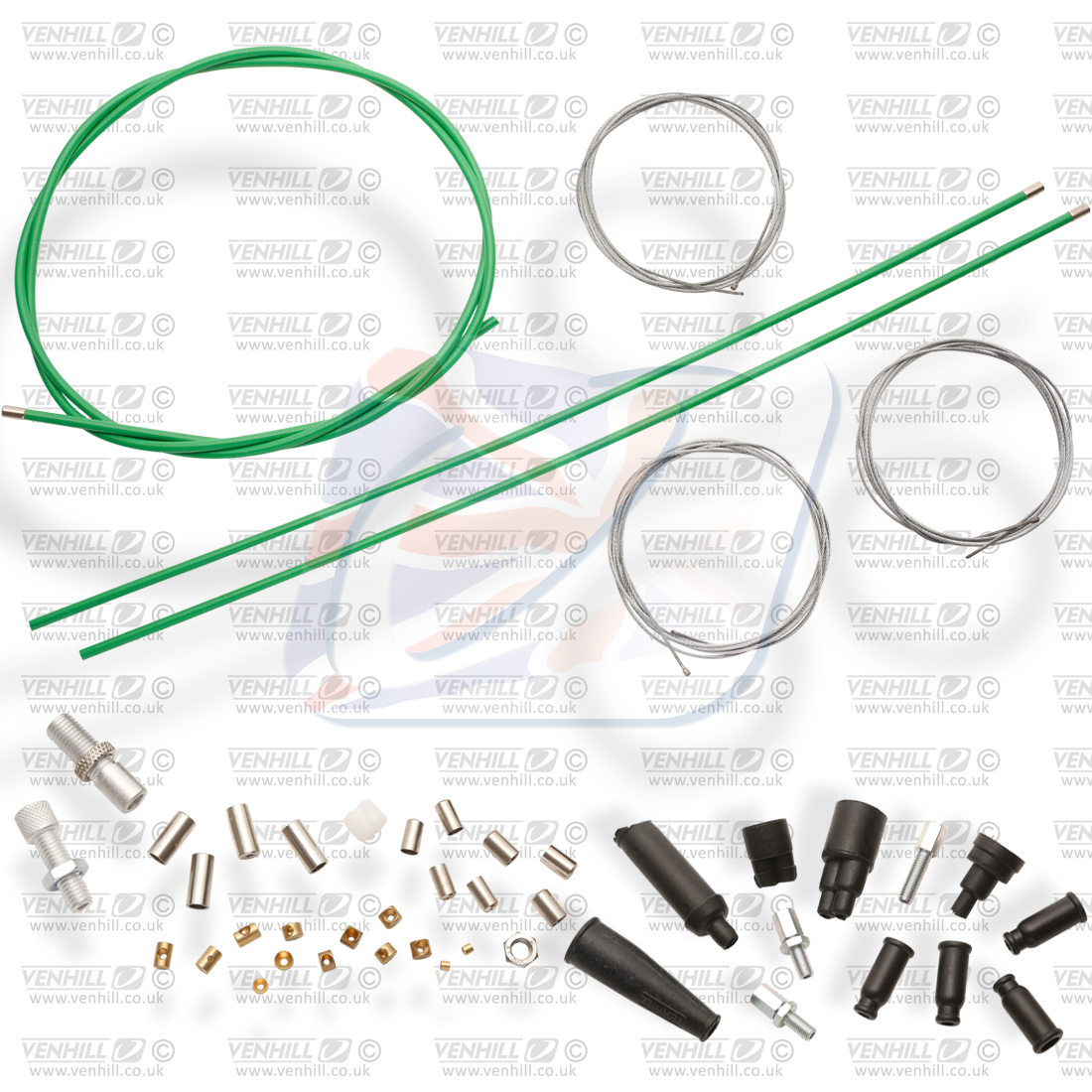 Universal throttle cable kit Venhill U01-4-125-GR Green