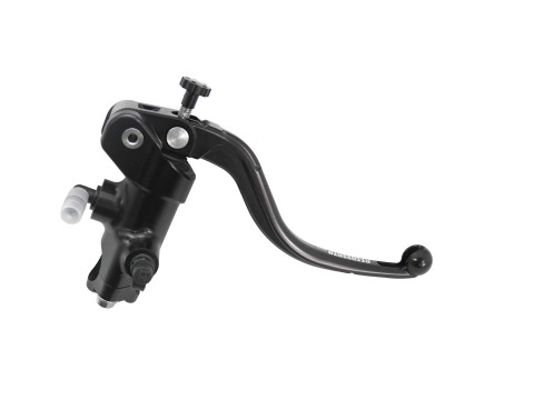 Radial brake master cylinder ACCOSSATO CL034 16x16 with black anodyzed body and fixed red lever (nut+lever)