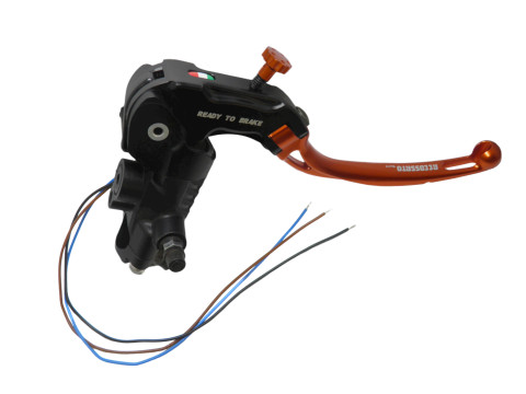 Ready to brake master cylinder ACCOSSATO CY110 14x18 with blue folding lever (nut + lever)