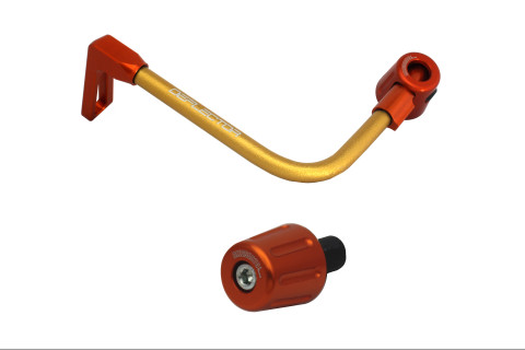 Lever guard in aluminium + right end ACCOSSATO DE005 with gold hose and joint left