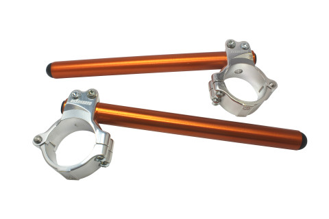 Aluminium-forged clip-ons ACCOSSATO CP003 with metal clamp composed of 2 half-rings 10 degrees inclination, orange