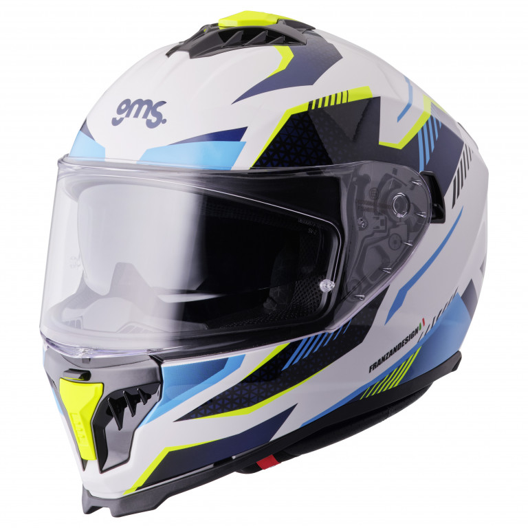 Full face helmet GMS GELERO ZG12701 white-blue-yellow XS