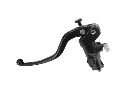 Radial clutch master cylinder ACCOSSATO CL032 16x18 with black anodyzed body and fixed gold lever (nut+lever)